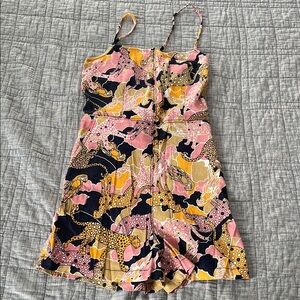 Anthropologie Pink and Yellow Patterned Romper